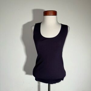 St. John Purple Scoop Neck Wool Tank